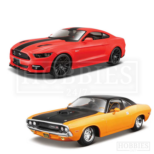 Maisto 1:24 Diecast Muscle Cars Ford Mustang GT 1970 Dodge Challenger