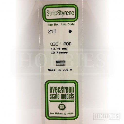 Evergreen Styrene Rod EG210 0.75mm