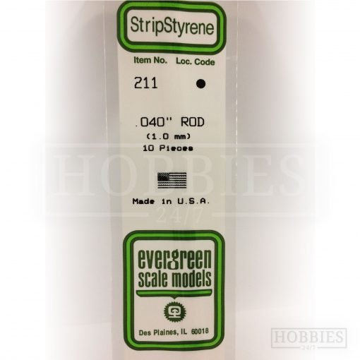 Evergreen Styrene Rod EG211 1mm
