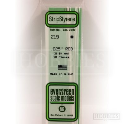 Evergreen Styrene Rod EG219 0.64mm
