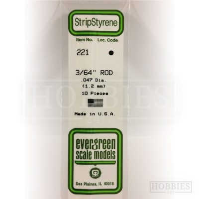 Evergreen Styrene Rod EG221 1.2mm