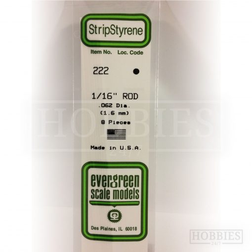 Evergreen Styrene Rod EG222 1.6mm