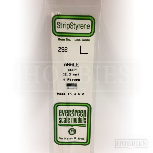 Evergreen Styrene Angle EG292 2mm