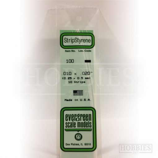 Evergreen Styrene Strip EG100 0.25x0.5mm