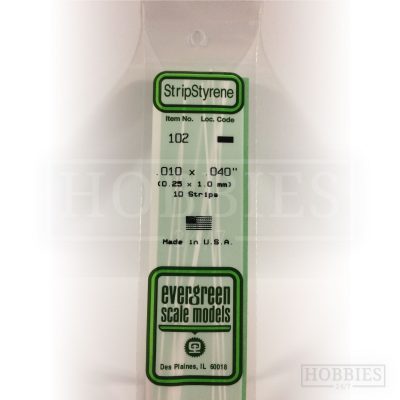 Evergreen Styrene Strip EG102 0.25x1mm