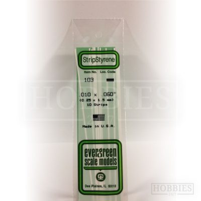 Evergreen Styrene Strip EG103 0.25x1.5mm