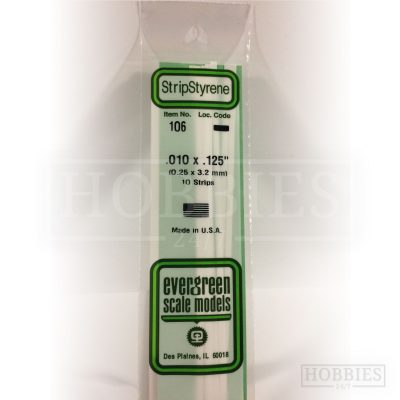 Evergreen Styrene Strip EG106 0.25x3.2mm