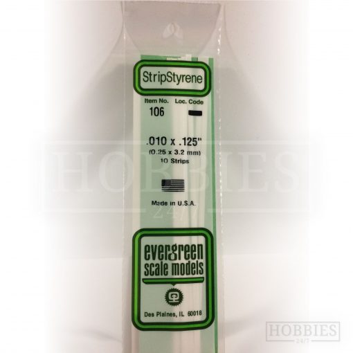 Evergreen Styrene Strip EG106 0.25x3.2mm