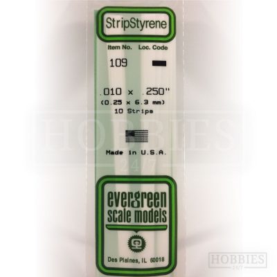 Evergreen Styrene Strip EG109 0.25x6.3mm