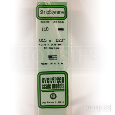 Evergreen Styrene Strip EG110 0.4x0.5mm
