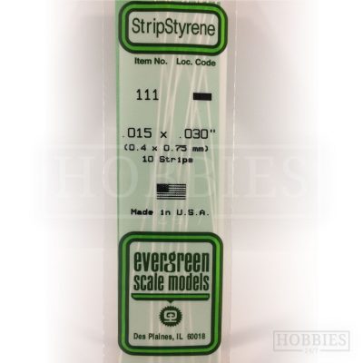Evergreen Styrene Strip EG111 0.4x0.75