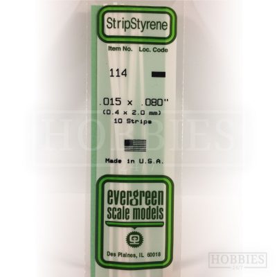 Evergreen Styrene Strip EG114 0.4x2mm