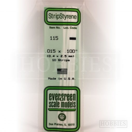 Evergreen Styrene Strip EG115 0.4x2.5mm