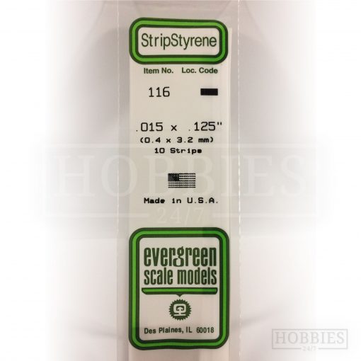 Evergreen Styrene Strip EG116 0.4x3.2mm