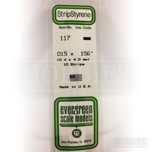 Evergreen Styrene Strip EG117 0.4x4mm