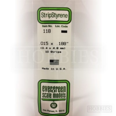 Evergreen Styrene Strip EG118 0.4x4.8mm