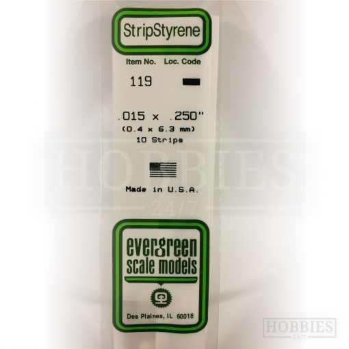 Evergreen Styrene Strip EG119 0.4x6.3mm