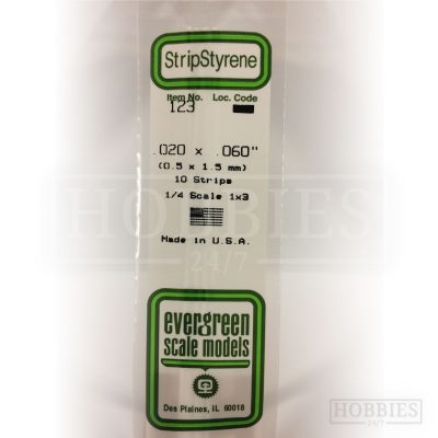 Evergreen Styrene Strip EG123 0.5x1.5mm