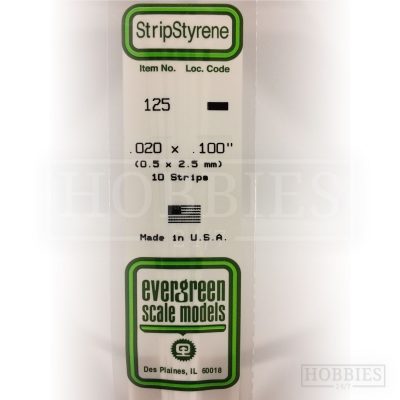 Evergreen Styrene Strip EG125 0.5x2.5mm