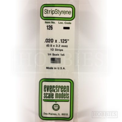 Evergreen Styrene Strip EG126 0.5x3.2mm