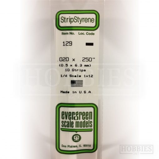 Evergreen Styrene Strip EG129 0.5x6.3mm