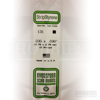 Evergreen Styrene Strip EG131 0.75x0.75