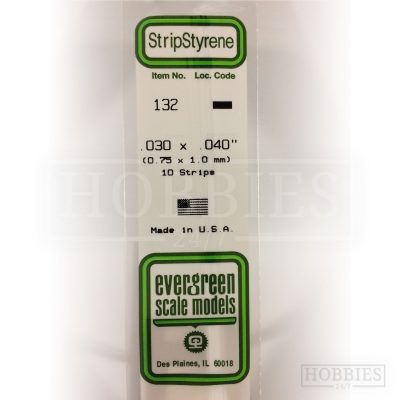 Evergreen Styrene Strip EG132 0.75x1mm