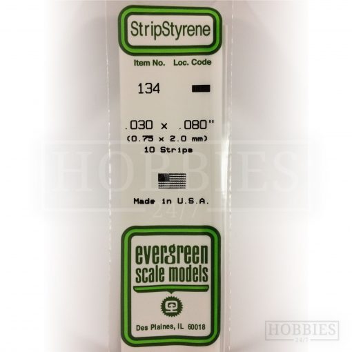 Evergreen Styrene Strip EG134 0.75x2mm