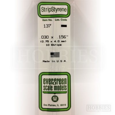 Evergreen Styrene Strip EG137 0.75x4mm