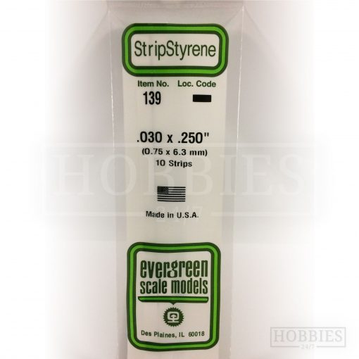 Evergreen Styrene Strip EG139 0.75x6.3mm