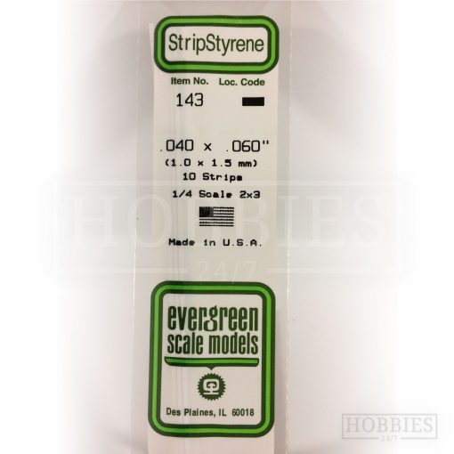 Evergreen Styrene Strip EG143 1x1.5mm