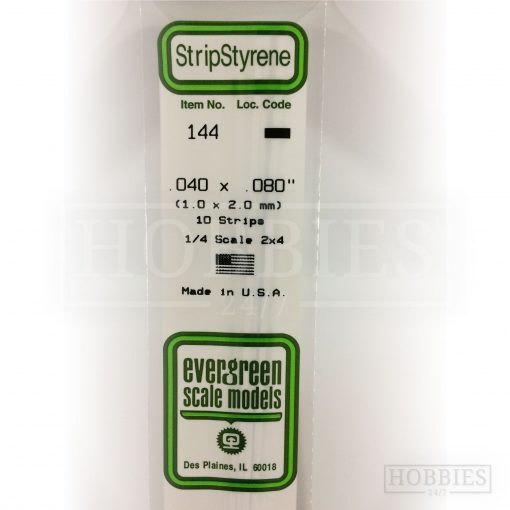 Evergreen Styrene Strip EG144 1x2mm