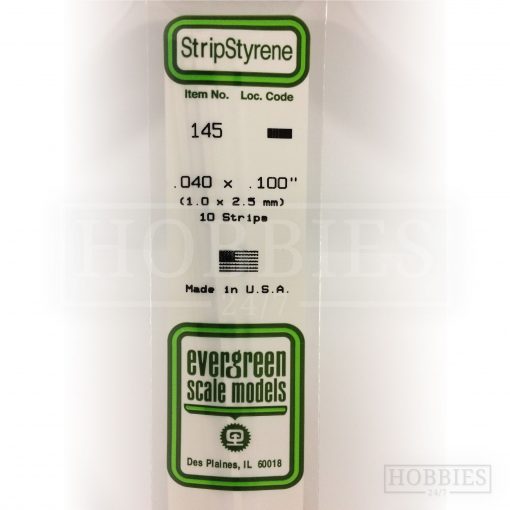 Evergreen Styrene Strip EG145 1x2.5mm