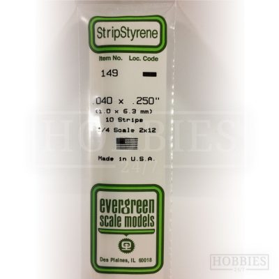 Evergreen Styrene Strip EG149 1x6.3mm