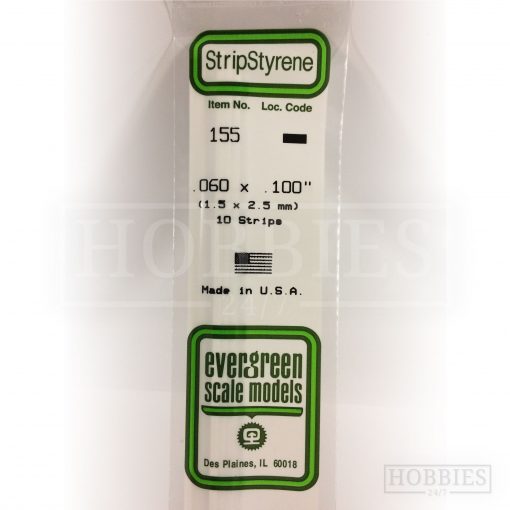 Evergreen Styrene Strip EG155 1.5x2.5mm