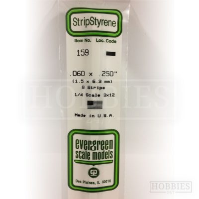 Evergreen Styrene Strip EG159 1.5x6.3mm