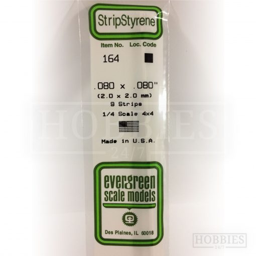 Evergreen Styrene Strip EG164 2x2mm