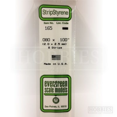 Evergreen Styrene Strip EG165 2x2.5mm