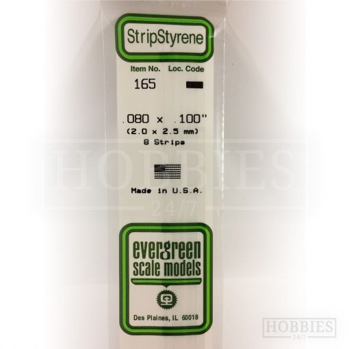Evergreen Styrene Strip EG165 2x2.5mm