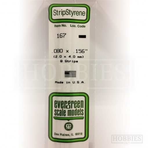 Evergreen Styrene Strip EG167 2x4mm