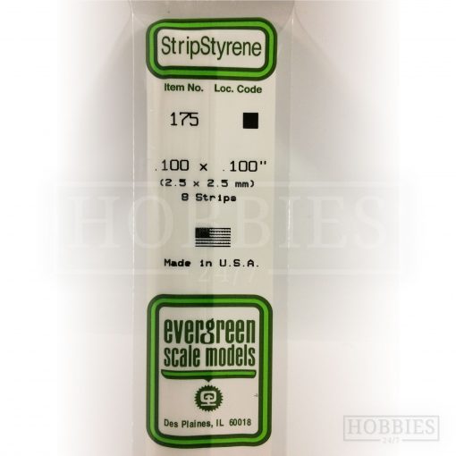 Evergreen Styrene Strip EG175 2.5x2.5mm