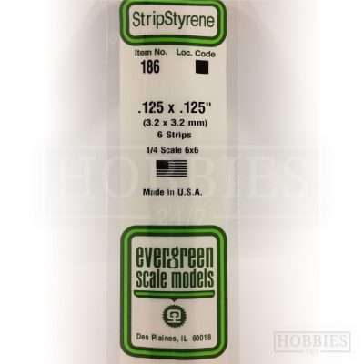 Evergreen Styrene Strip EG186 3.2x3.2mm