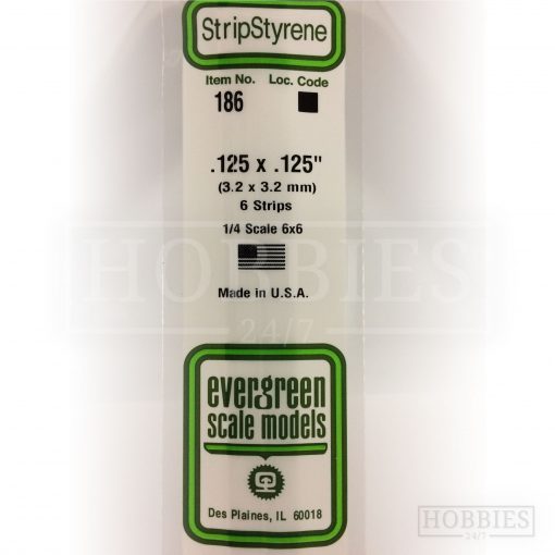 Evergreen Styrene Strip EG186 3.2x3.2mm