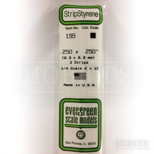 Evergreen Styrene Strip EG199 6.3x6.3mm