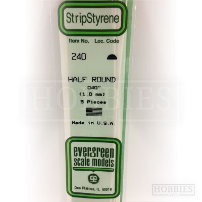 Evergreen Styrene Half Round EG240 1.0mm