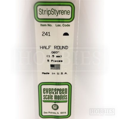 Evergreen Styrene Half Round EG241 1.5mm