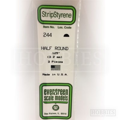 Evergreen Styrene Half Round EG244 3.2mm