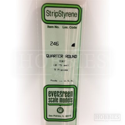 Evergreen Styrene Quarter Round EG246 0.75mm