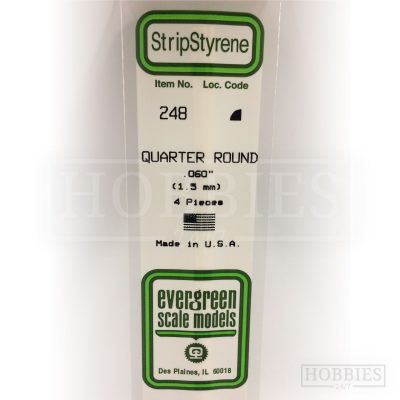 Evergreen Styrene Quarter Round EG248 1.5mm