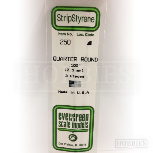 Evergreen Styrene Quarter Round EG250 2.5mm